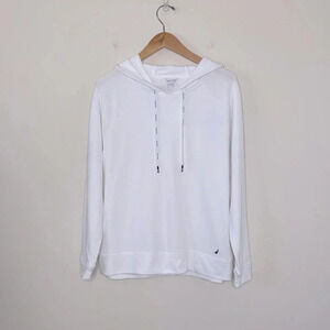 NAUTICA LOGO PULLOVER HOODIE IN BRIGHT WHITE nautical unisex vacation preppy